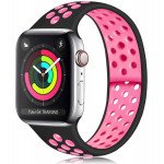 Wholesale Breathable Sport Strap Wristband Replacement for Apple Watch Series 9/8/7/6/5/4/3/2/1/SE - 41MM/40MM/38MM (Black Pink)